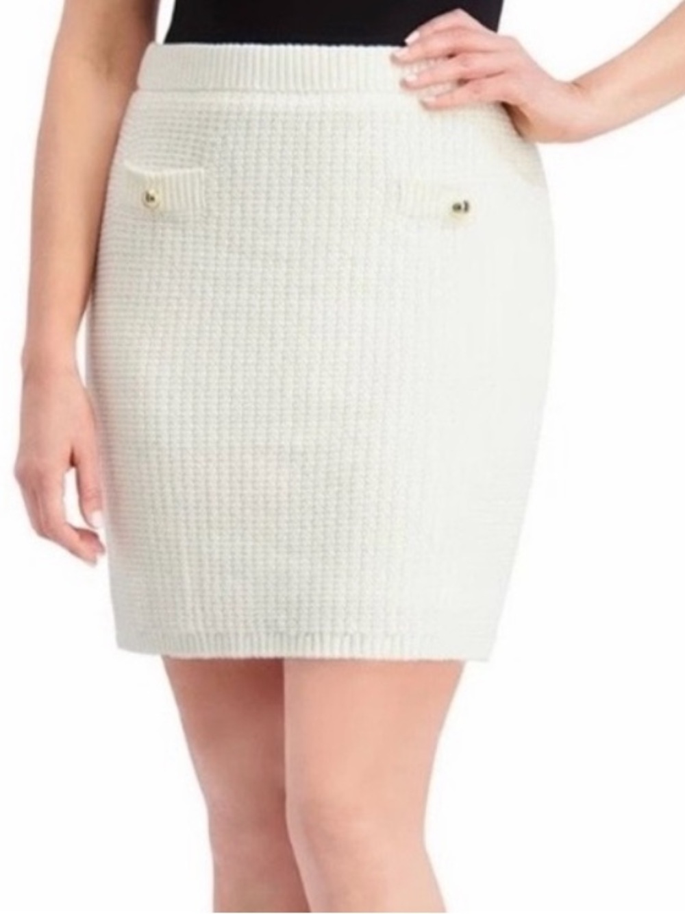 🤩🤩🤩NWT French Connection🤩🤩🤩XXL Cream Sweater Pencil Skirt with Gold Buttons🤩🤩🤩